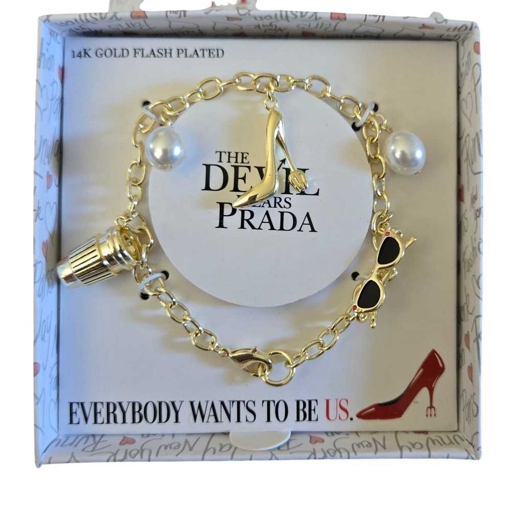 The Devil Wears Prada Charm Bracelet Womens‎ OS Gold New 14K Gold Flash Plated